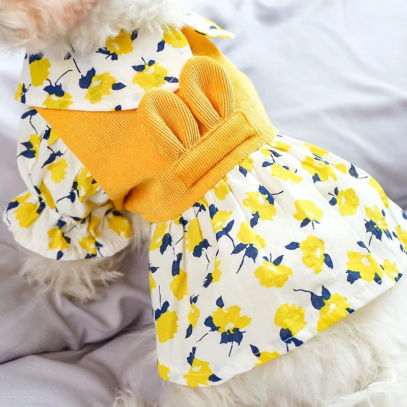 

Floral pet skirt fairy cat dog clothing wholesale rabbit gauze skirt fluffy princess dress