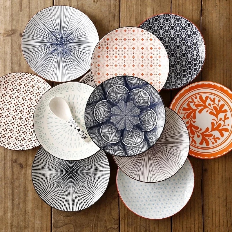 

Japanese Nordic Creative Modern Simple Underglaze Color Ceramic Tableware Household 8-inch Western-style Meal Snack Flat Plate, Customized color