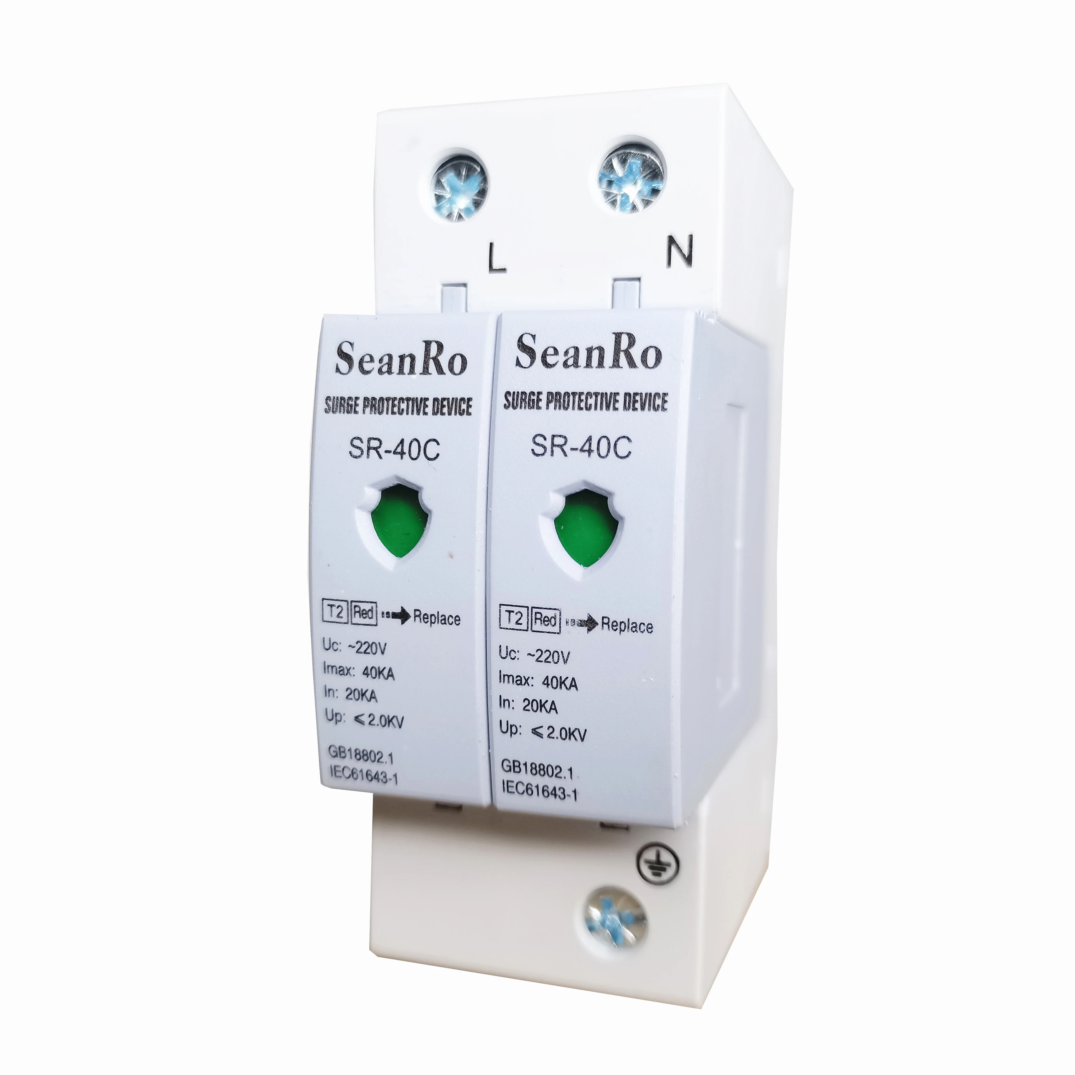 

SeanRo surge protecting device 40KA AC surge arrester 220V 230V 400V home electric AC SPD