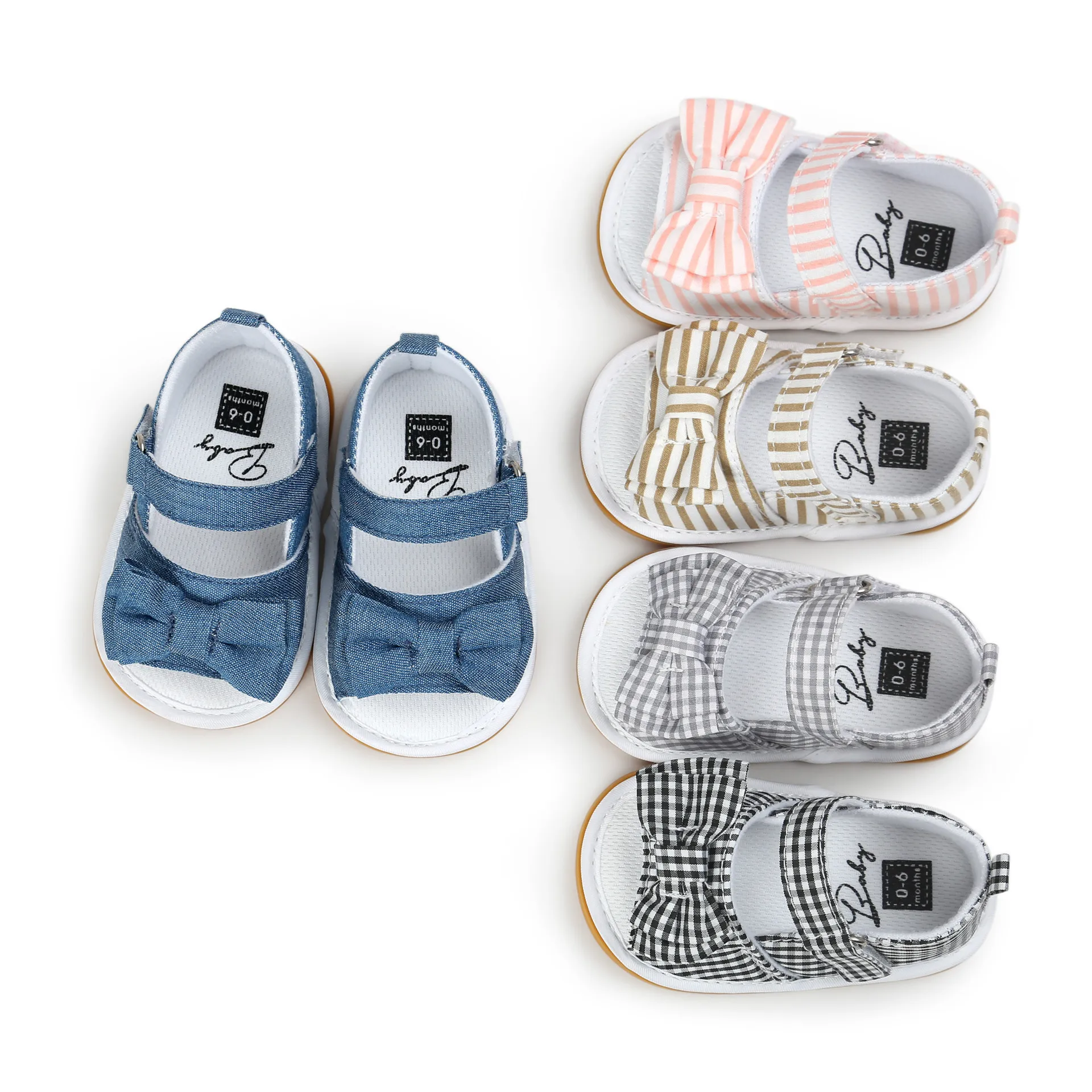 

6243 Newborn Infant Baby Girls Bowknot Rubber Sole Anti-slip Princess Shoes Summer Soft Sole Prewalker Sneakers Sandals Toddler