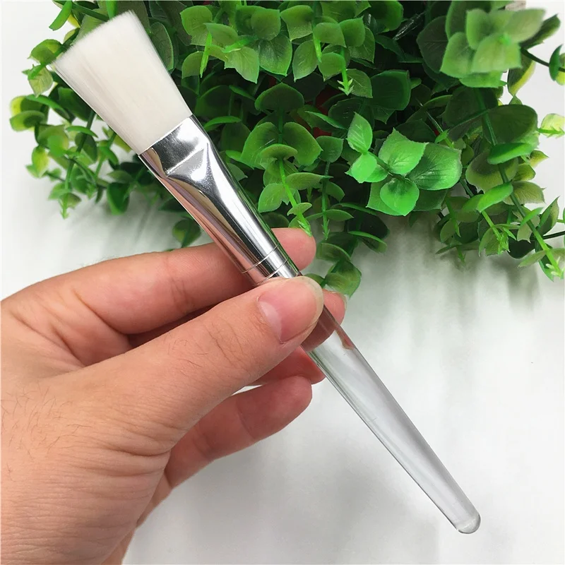 

Vegan Soft White Hair Mask Brush Transparent Handle Facial Spa Beauty Brush for Beauty Salon