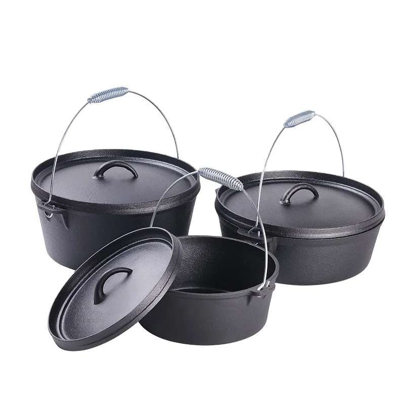 

cast iron cookware camping pot 4.5qt 6qt 9qt dutch oven without legs