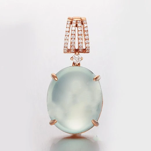 

Jingzhanyi manufacture 18K gold inlaid jade pendant 14K Gold Inlaid Emerald Diamond Jewelry Custom Jewelry pendant processing