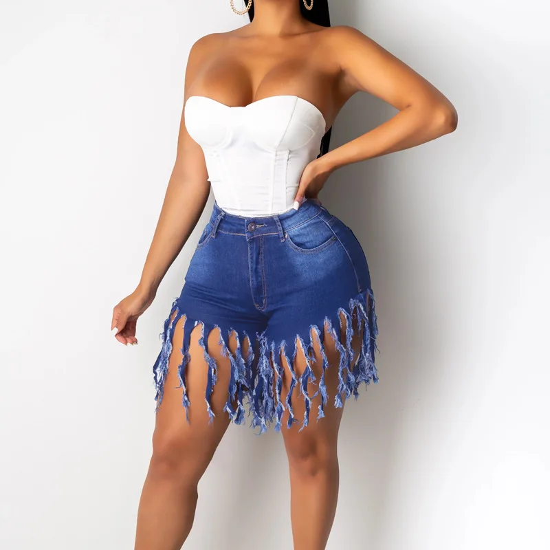 

summer Hot Sale Ladies Fashion Tassel Jeans Women Short Jeans Denim, Picture shown