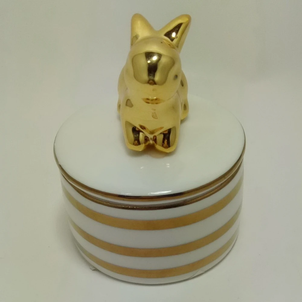 

Wholesale Round Gold Plated Ceramic Daisy Decor Jewelry Box with Lid for Gift