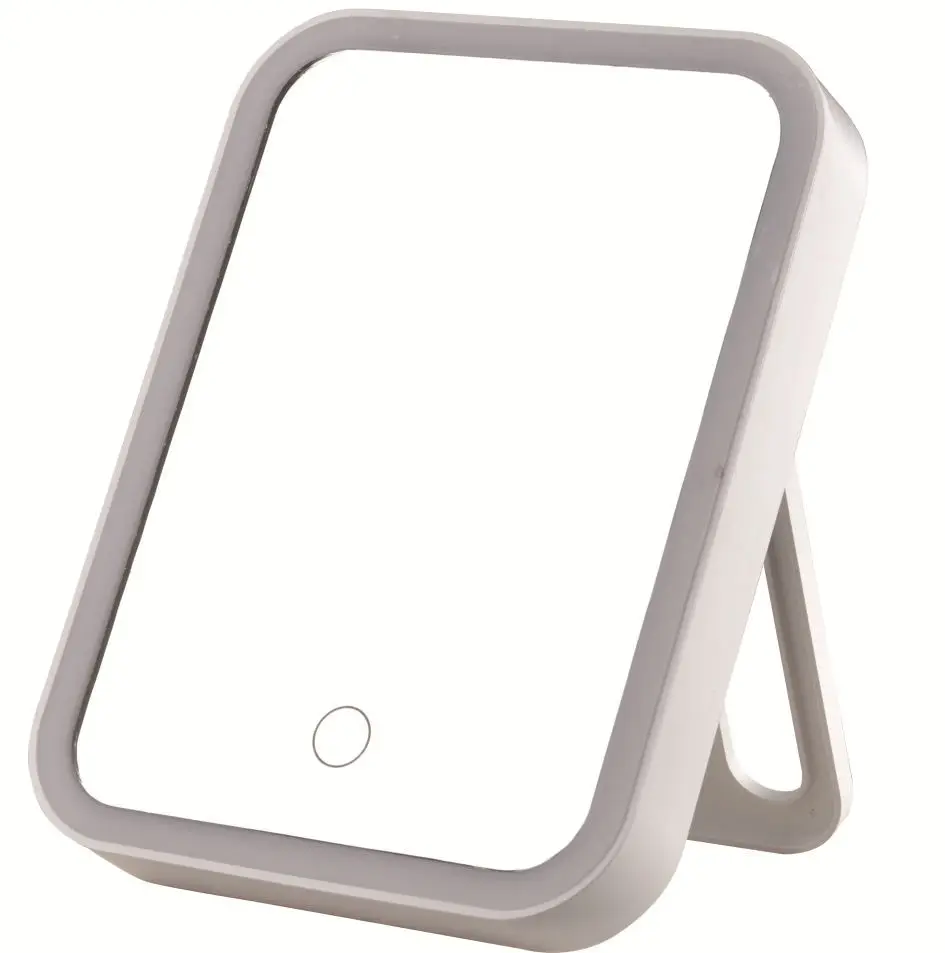 

2022 Hot Sale Rts Rechargeable Led Makeup Mirror Light Desktop Folding Vanity Mirror Portable Square Cosmetic Mirrors
