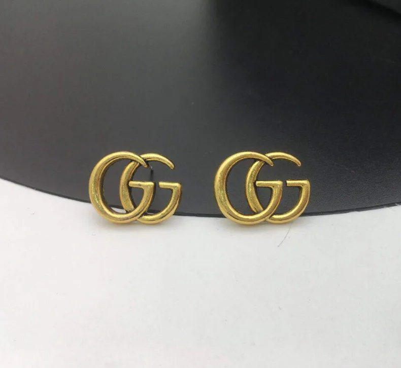 

JINGLIANG Retro Letter Stud Earrings 2021 S925 Silver G Earrings For Women Jewelry, Gold