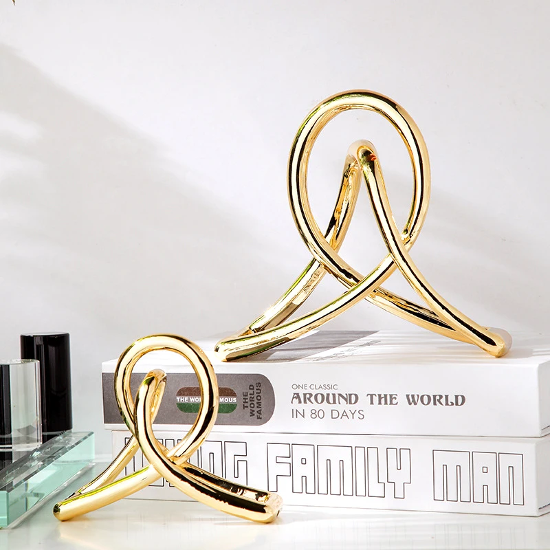 

abstract home accessories ornaments light luxury model room decoration geometric iron study living room decorations, Gold