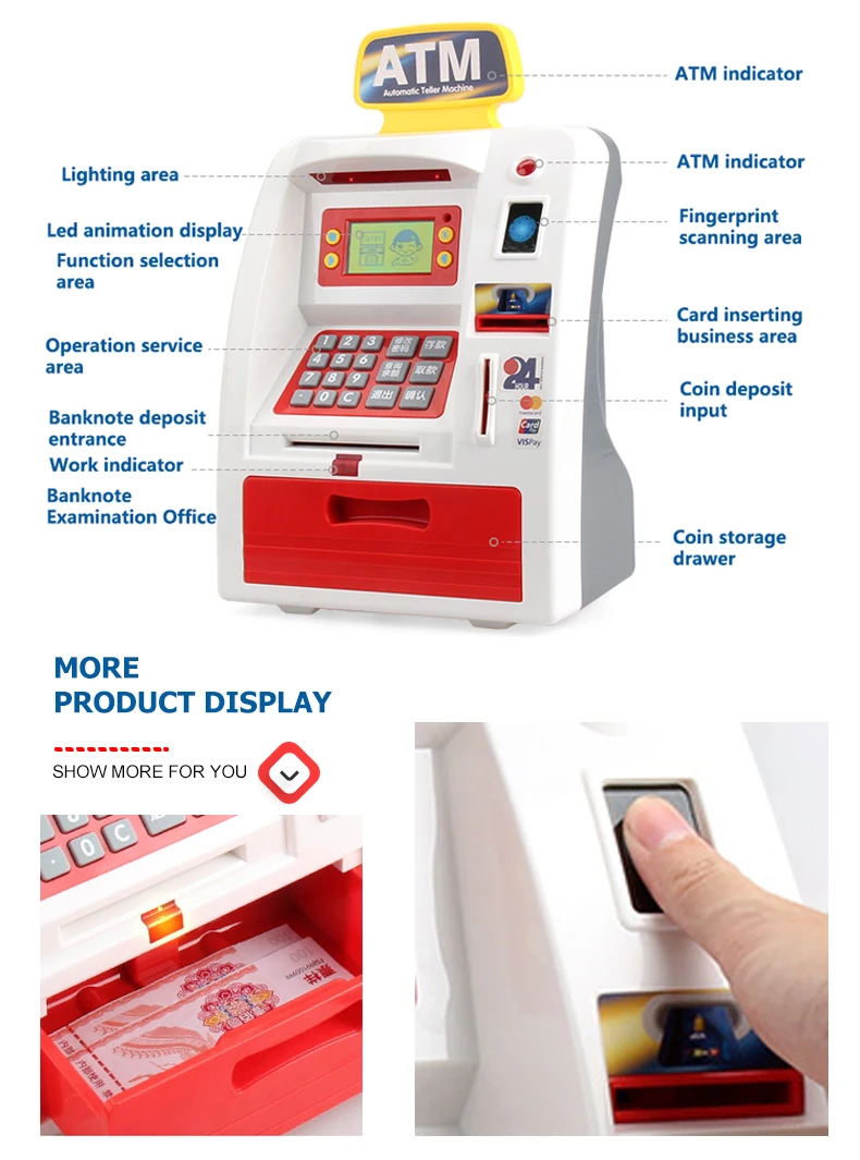 Unbreakable Electronic Atm Password Money Box Face Recognition Saving