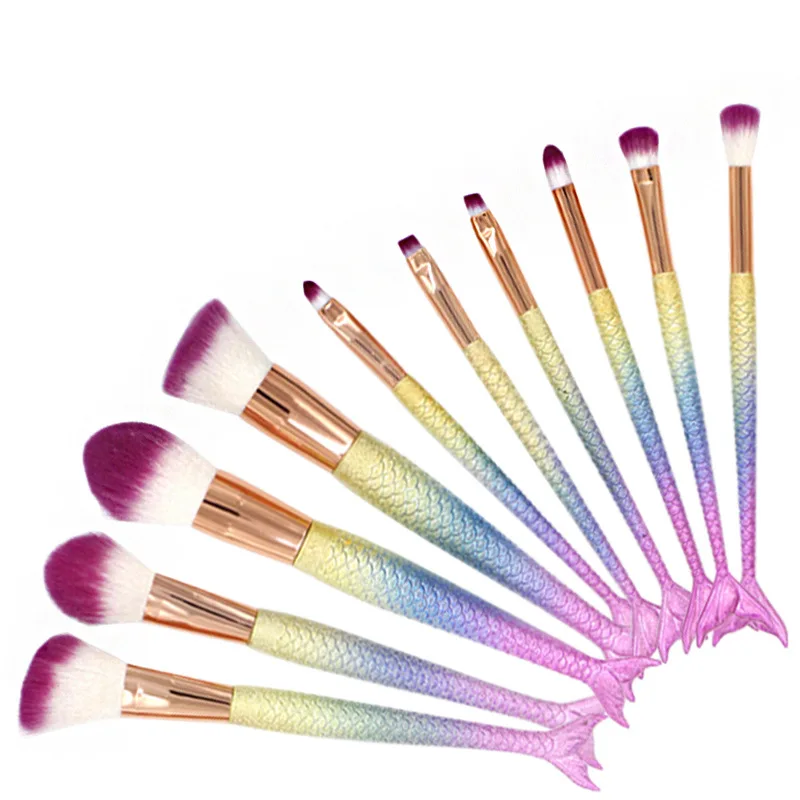 

Mermaid Rainbow Neon Color Handle Soft Glitter Powder Factotry Outlet Makeup Brush Set