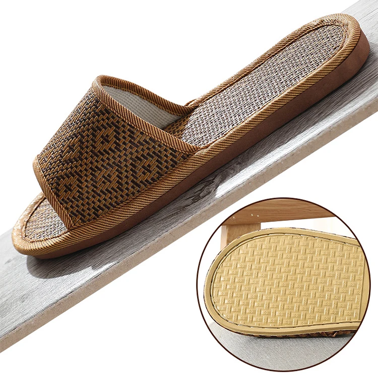 

2022 New Summer Comfortable Casual Cotton Flax Slipper Men Women Straw Beach, Picture shows