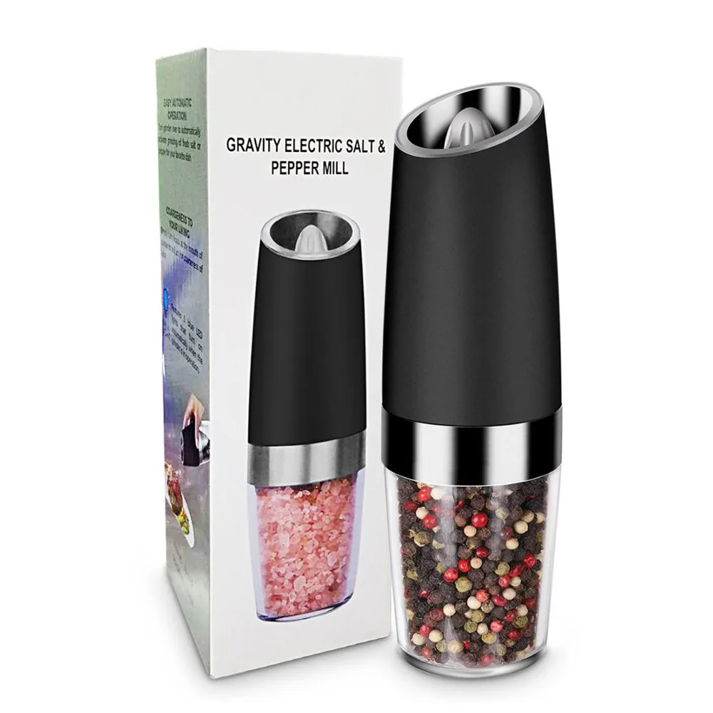 

Manufacturer Gravity Battery Operated manual electric Pepper Mill automatic salt and pepper grinder set with lights, Customized