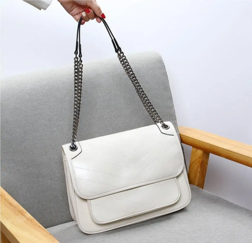 

2021 Fashion chain female new style daily soft leather vintage sling bag genuine leather