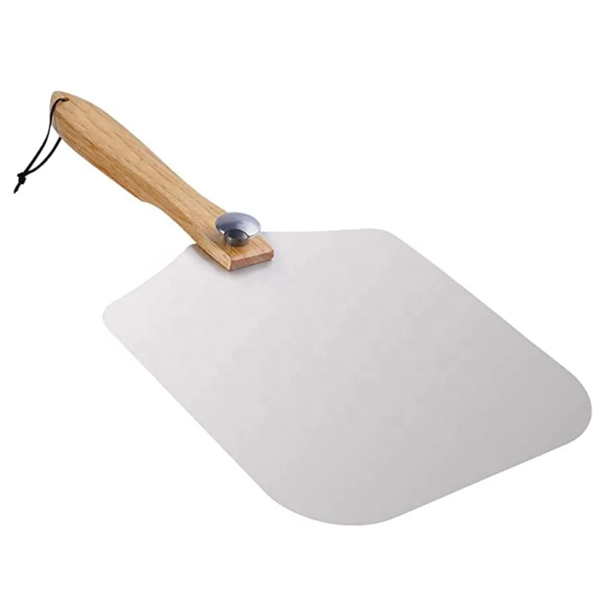 

12"x14"x25'' Pizza tools turning pizza peel aluminum pizza peel with foldable oaken handle