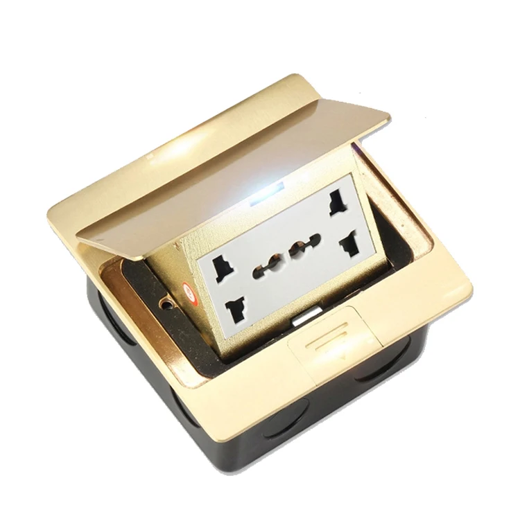 Pop-up Floor Ground Outlet Socket Copper Material 6 Hole Waterproof Residential Gold Color CE Direct Plug Fast Connection IP44