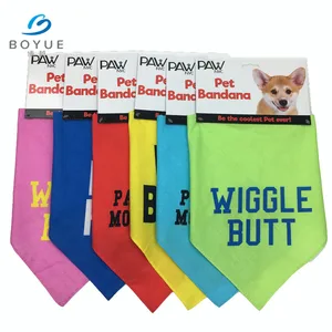 Image of wholesale high quality oem custom design digital printing logo luxury cotton pet cat dog neckwear triangle bandana for birthday