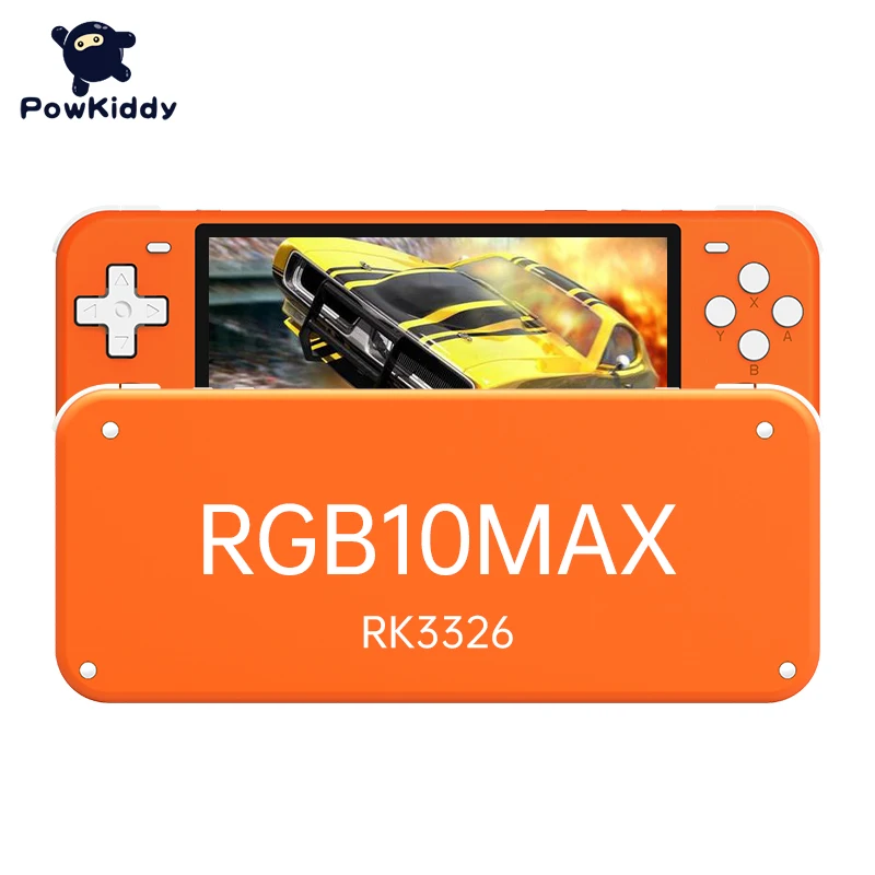 

POWKIDDY RGB10MAX Retro Open Source System Handheld Game Console RK3326 RGB10 MAX 5.-Inch IPS Screen 3D Rocker Children's Gift, Black / orange