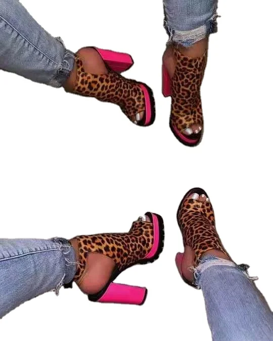 

New summer high heel waterproof platform thick heel fish mouth sandals short cool boots, As shown in figure