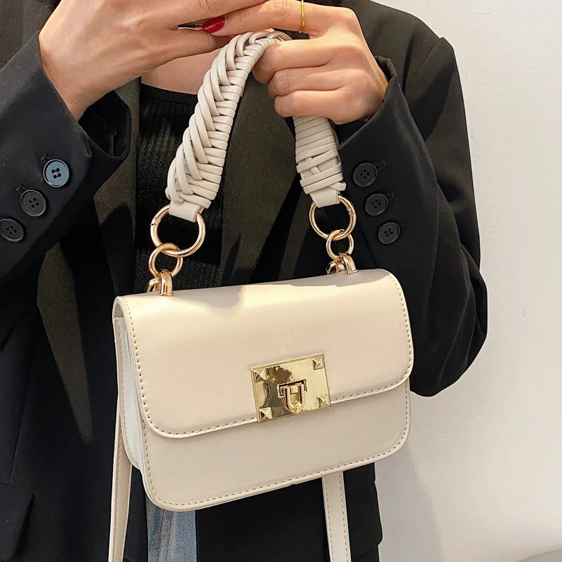 

Handmade woven pu leather bags women handbags ladies pure color bags women shoulder bags, As pics