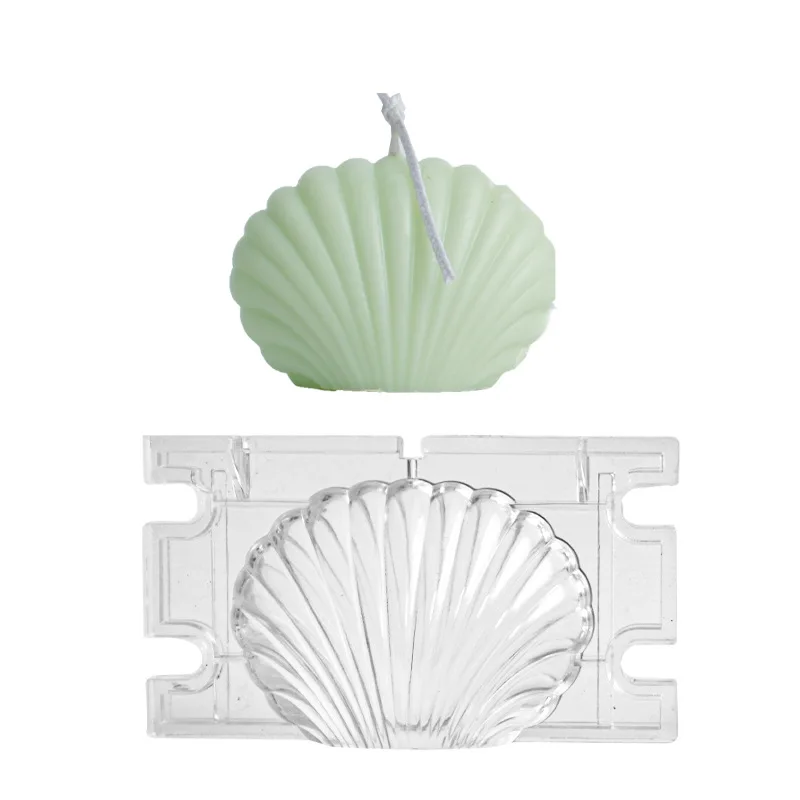 

FO150 DIY Handmade Shell Candle Mold Large and Small 3D Scallop Shell Plastic Acrylic Mold, Transparent