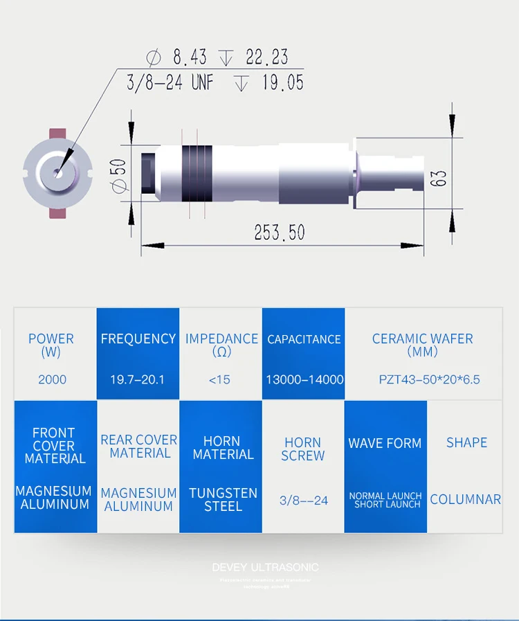 20khz Ultrasonic Welding Transducer With Booster For Nonwoven Welding