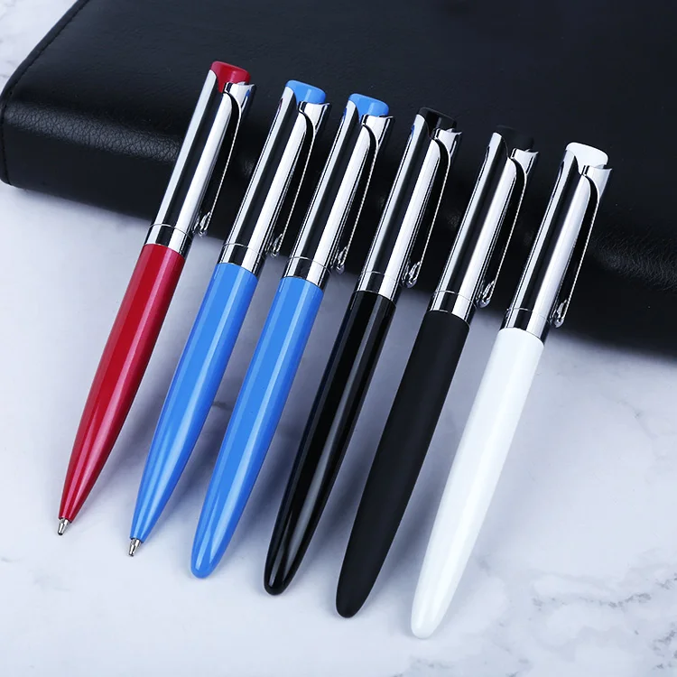 

Promotional good quality logo printed silver and black metal roller pen, Black /blue or any color for option