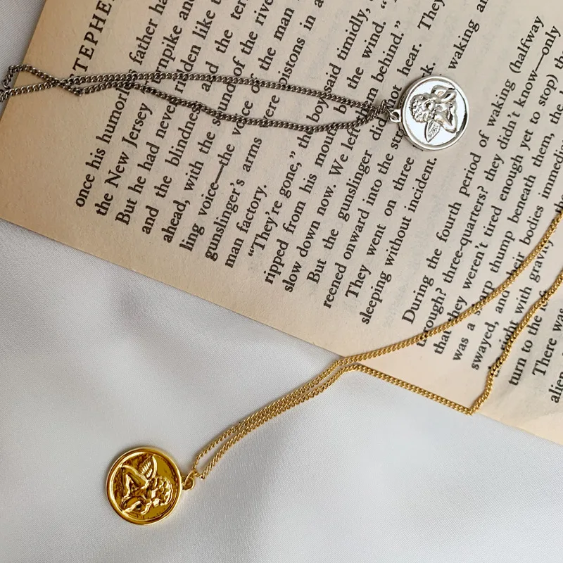 

Brand necklace retro angel baby sweater chain design COINS clavicle chain