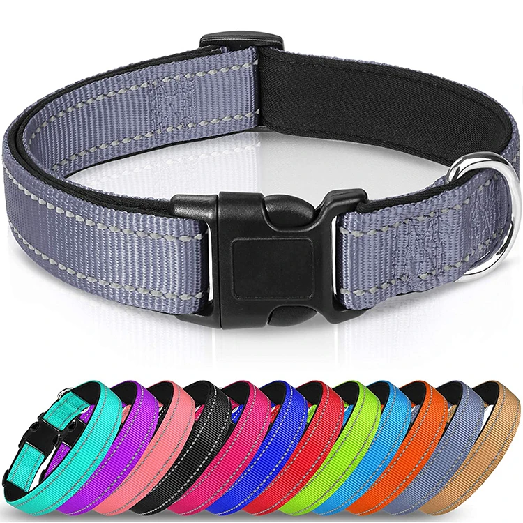 

Reflective Dog Collar with Ultra Soft Neoprene Padded Adjustable Nylon Pet Collar for Small Medium Large X-Large Dogs(M Red), Customized color