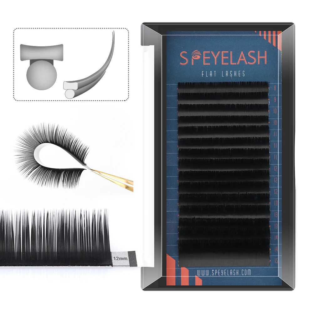 

Wholesale Silk Lashes Individual Ellipse Flat Eyelashes Extension Supplies, Matte black