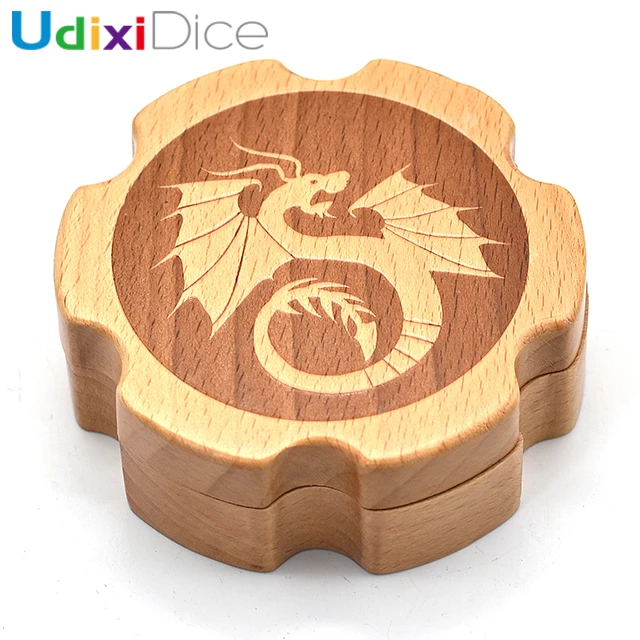 

Hexagonal Arc Wooden DND Dice Box for Plastic,Metal,Gemstone Dice Tower
