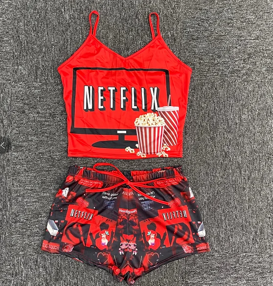 

Mimore Fashion Design SEXY pajamas netflix and chill clothing two piece cartoon Outfits