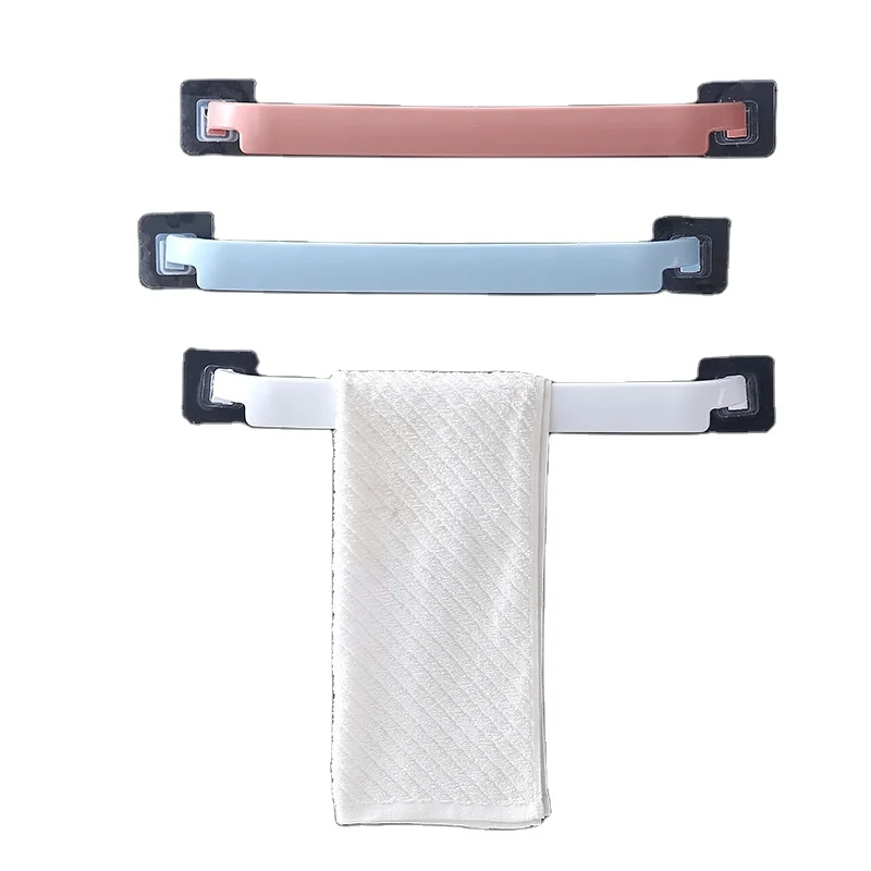 

Towel Storage Rack Plastic Cabinet Door Punch-Free Shoes Holder Bathroom Kitchen Accessory Home Traceless Rag Storage Organizer, White,blue,pink