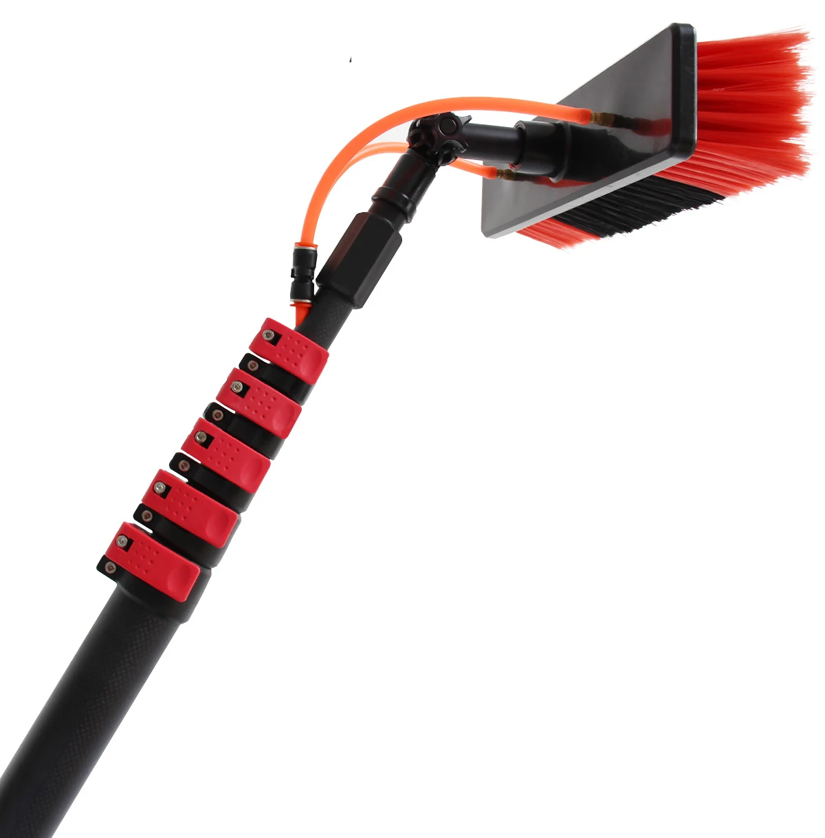 

Extentool solar panel cleaning brush and pole equipment 36FT/11 meters telescopic washing tools kit system, Black+red