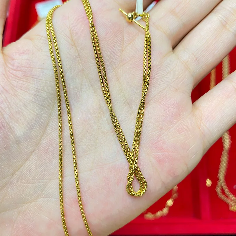 

1/20 14K Real Gold Cable Chains 2.65 grams Rolo Chain Necklace Adjustable 20inch Solid Gold Link Chain With Needle Pin