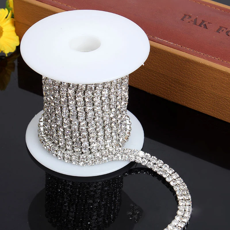 

XuQian 2rows Crystal Cup Chain Rhinestone Chain Trim for Decoration, Colored