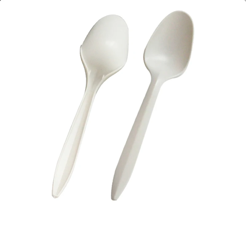 

China Supplies  Corn Starch Asian Fun Long Disposable Spoons, White