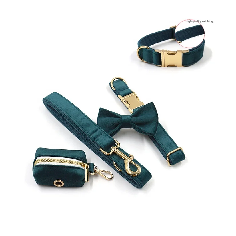 

Dropshipping Gem Green Velvet Collares Para Perros Dog Accessories Luxury Cat Collar Pet Collars & Leashes