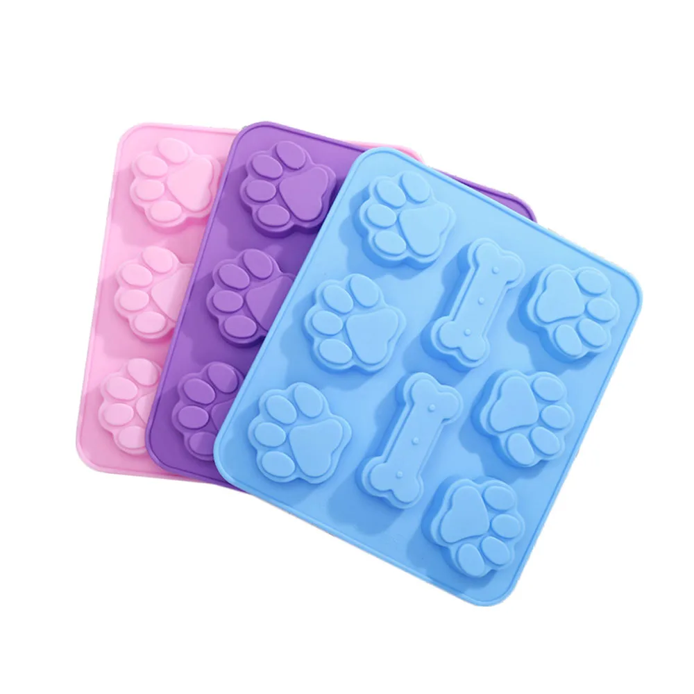 

Dog Bone Footprints Paw Print 3D High Temperature Resistant Silicone Cake Biscuit Mold, White