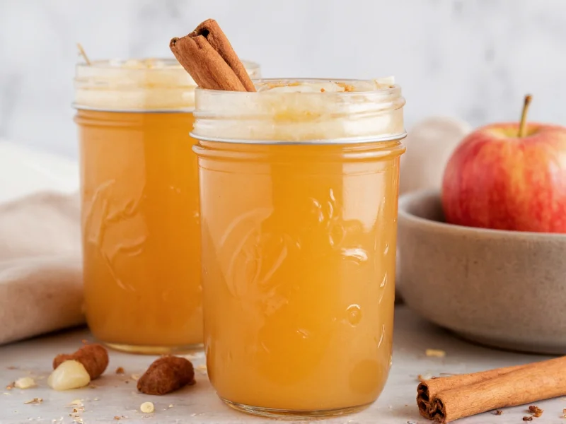 Homemade applesauce in mason jars with cinnamon stick