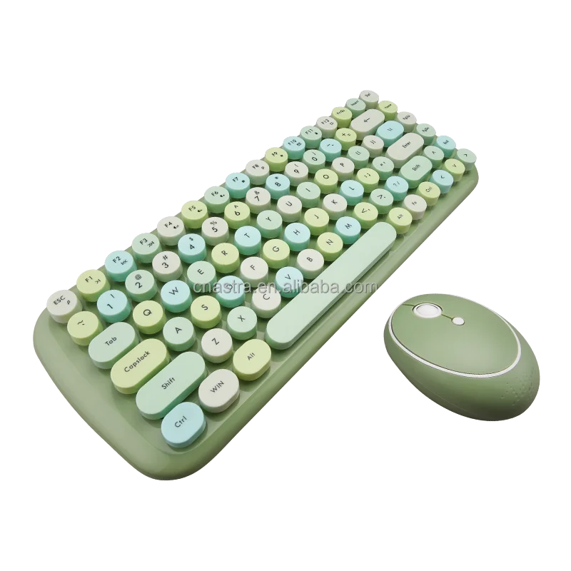 

Comb 2.4G Wireless Keyboard Set Mixed Candy Color Roud Keycap Keyboard and Mouse Comb for Laptop Notebook PC Girls Gift