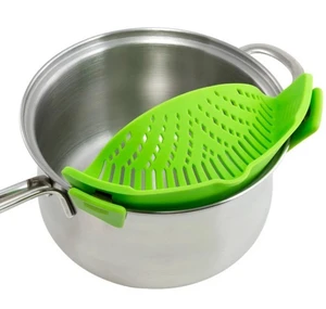 Image of New Design Clip on Flexible Silicone Strainer Snap 'N Strain Strainer Vegetable Colander Container