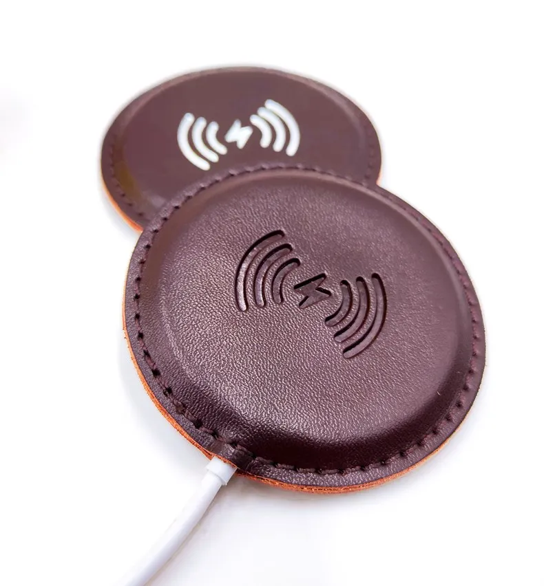 

2021 Wholesale Genuine leather Fast Wireless Charge 15W Portable QI Charging Charger for iPhone 12