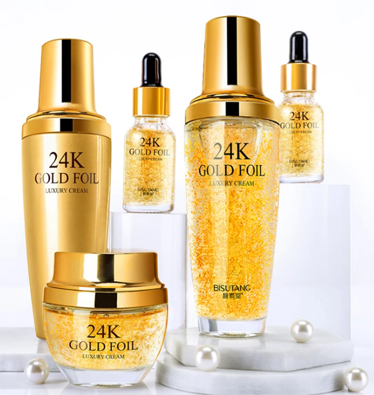 

5 Pcs Cosmetics Korean Style Cosmetics Skincare Gift Kit Moisturizing 24k Gold Facial Skin Care Set