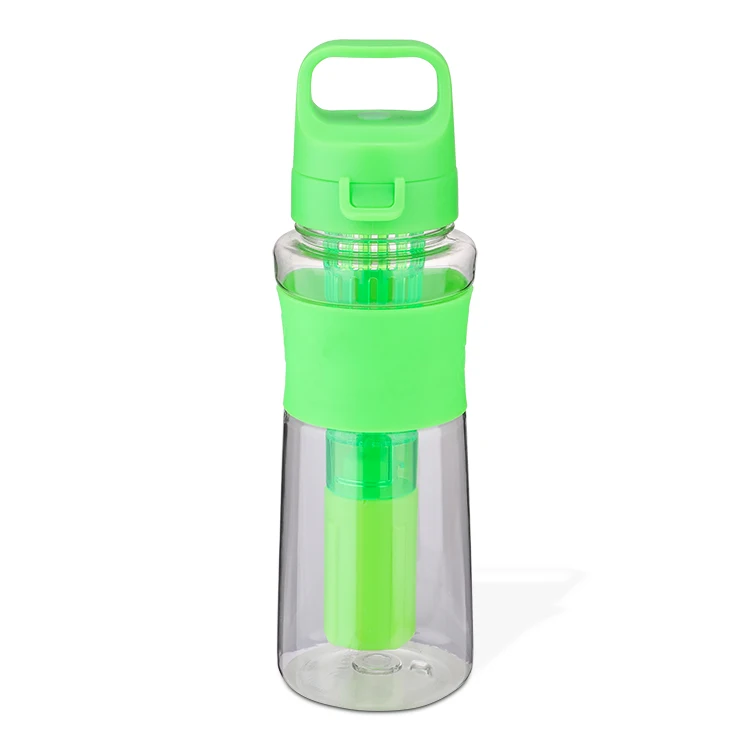 

2021 Time Marker Leakproof Bicycle Product Tritan Sport Frosted Plastic Water Bottle with Fruit Infuser and Straw Lid, Customized color
