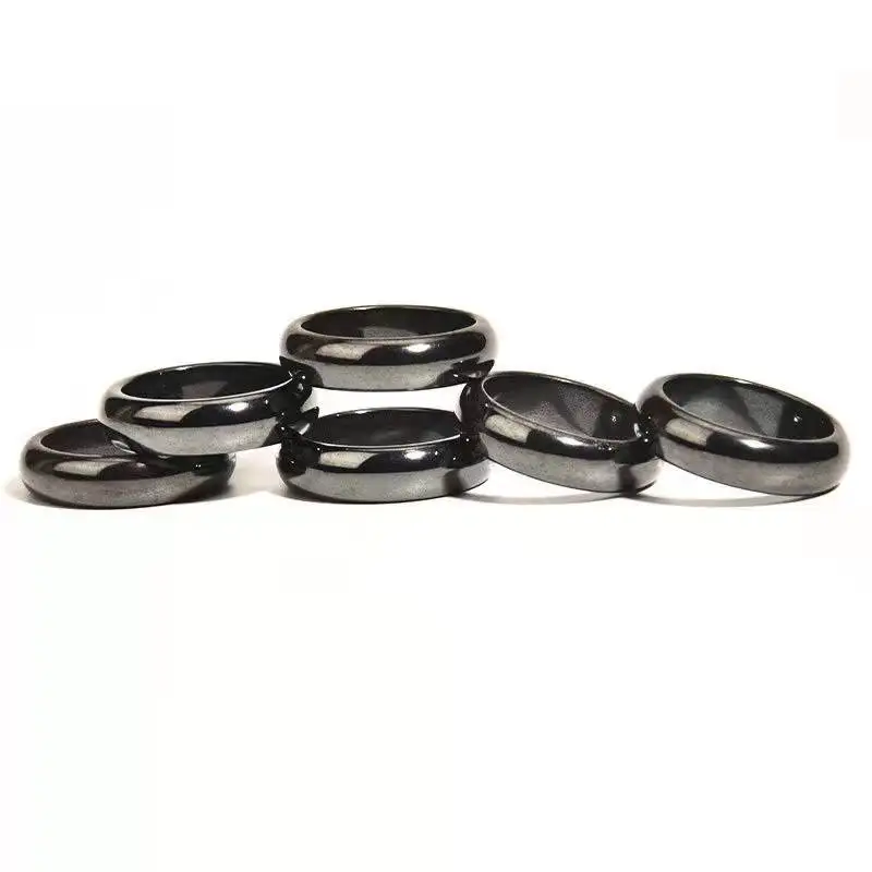 

2021 Wholesale Hot Selling 4mm 6mm 10mm Black Hematite Rings Magnetic Hematite Rings Mens Real Hematite Ring