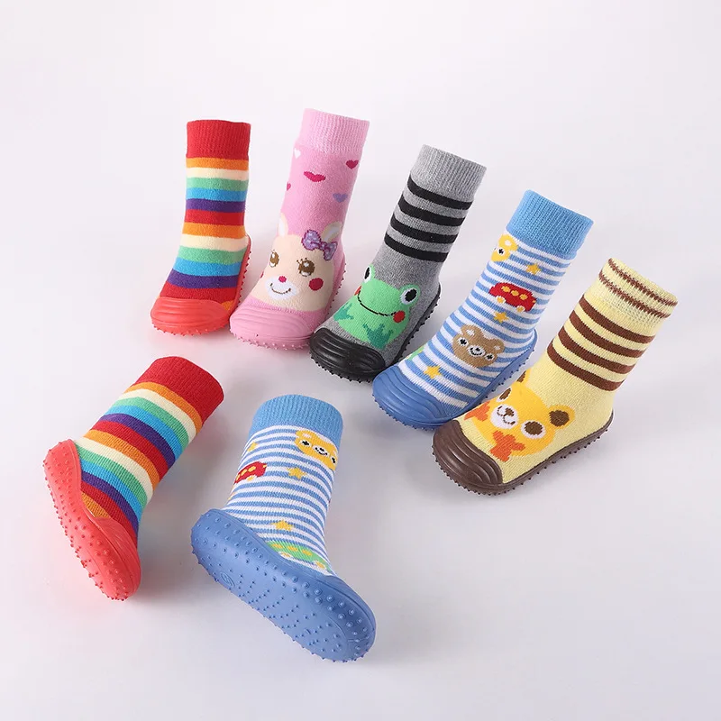 

Ivy10505A Cute baby anti-slip socks cotton fabric cartoon design baby kids socks, As pic