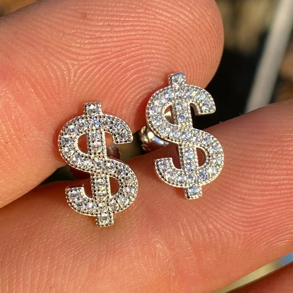 

high quality micro pave cz sparking bling women men jewelry wholesale ice cz dollar stud earring, Rose gold