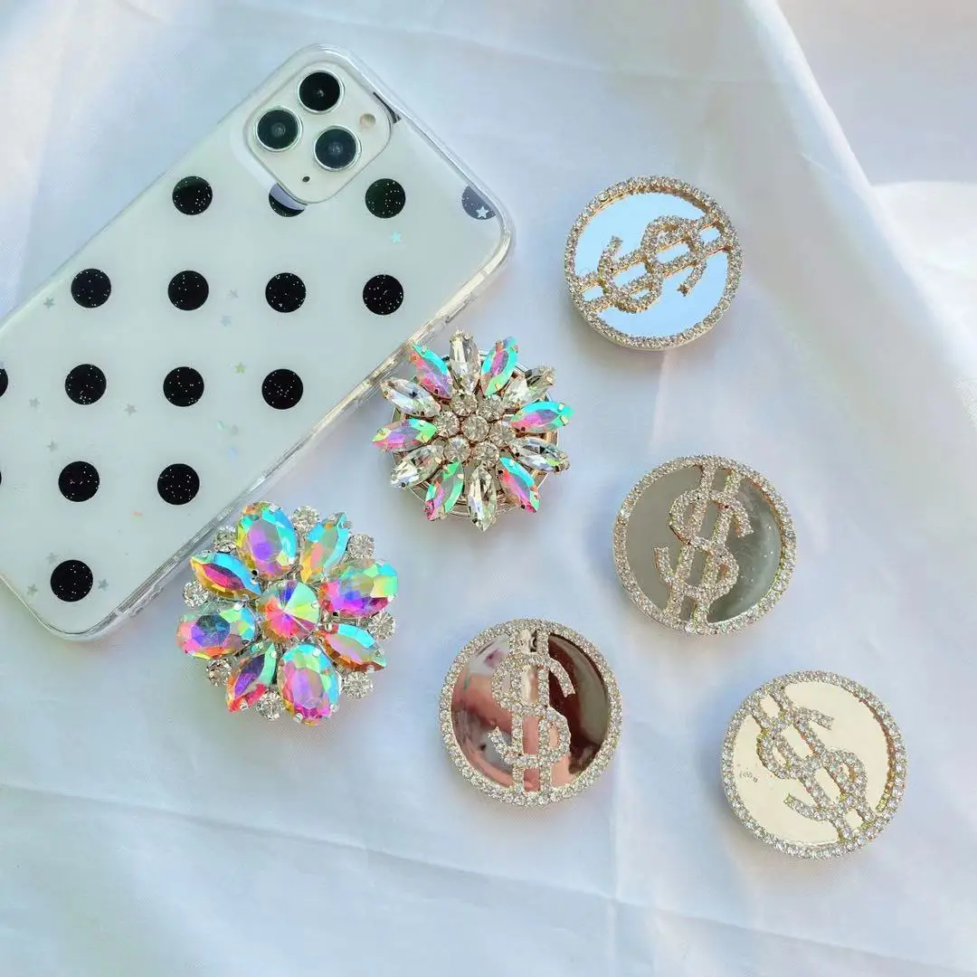 

factory price Electroplating dollar pattern holder collapsible paste mirror design mobile phone universal bracket