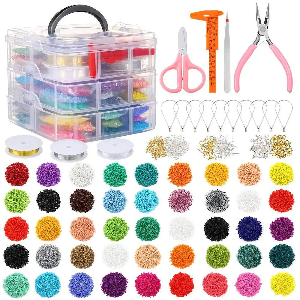

3 Layer Colorful Round Acrylic Beads Set for Kid Bracelets Necklace Making Jewellery Diy Accessory Kit
