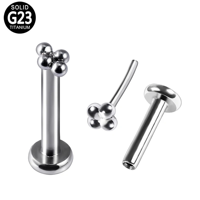 

F136 Titanium Push In Ball Weld Diamond Shape Top Labert Lip Earring Hot Sale Piercing Jewelry For Women